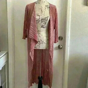 NWT LuLaRoe Women's Size Medium Shirley Kimono Solid Rose Gold Vertical Stripes
